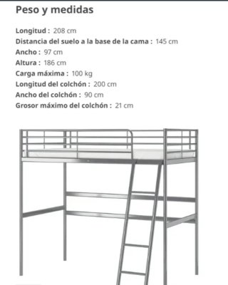 Letto a castello con scrivania Ikea Svarta