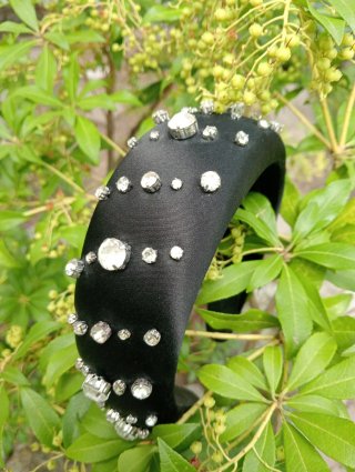Cerchietto Zara nero raso strass