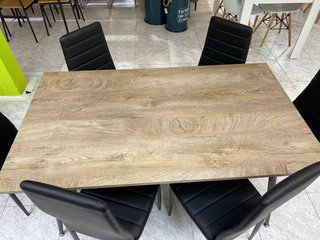 Mesa madera + 6 sillas negras polipiel NUEVO