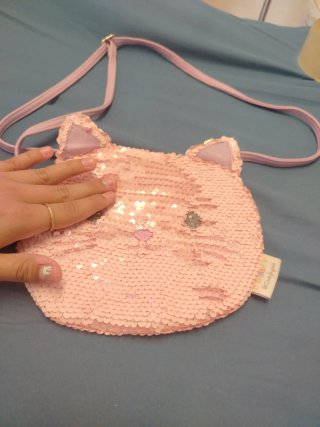 Bolso gatito lentejuelas niña.