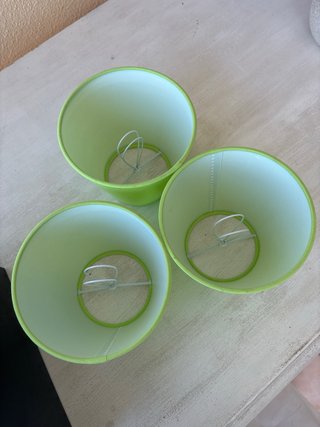 Pantalla lámpara tela verde manzana
