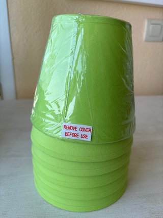 Pantalla lámpara tela verde manzana
