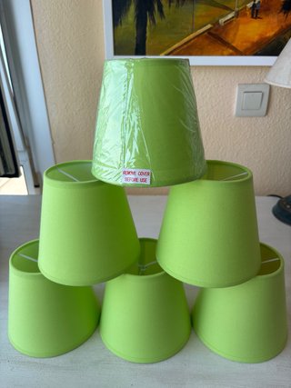 Pantalla lámpara tela verde manzana