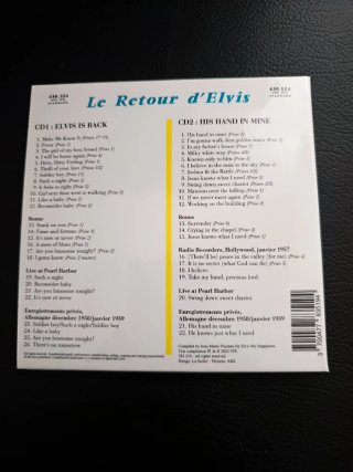 Elvis Presley 2 CD Le Retour D'Elvis