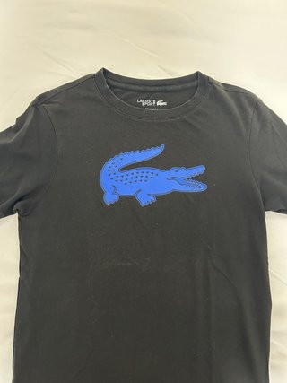 Camiseta Lacoste Negra Cocodrilo Azul