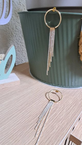 Pendientes Lefties Aro Dorado con Brillantes