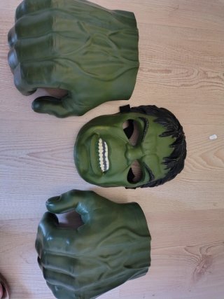 Disfraz Hulk: Máscara y Puños Verdes