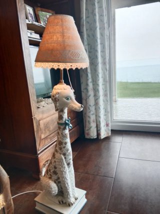 Lámpara Caniche Cerámica Flores