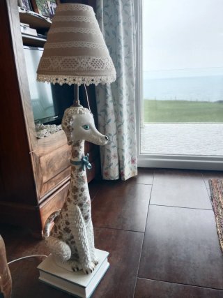 Lámpara Caniche Cerámica Flores