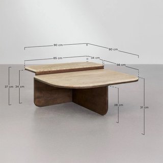 Mesa de centro piedra y madera