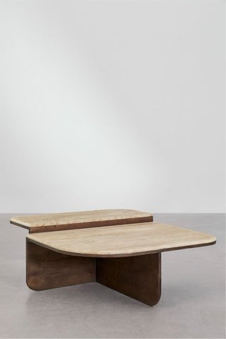 Mesa de centro piedra y madera
