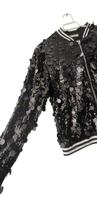 Chaqueta bomber lentejuelas negra