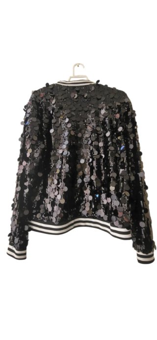Chaqueta bomber lentejuelas negra