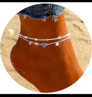 Tobillera Plata 925 Circonitas Corazón