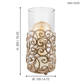 Lámpara de mesa vintage cristal y metal