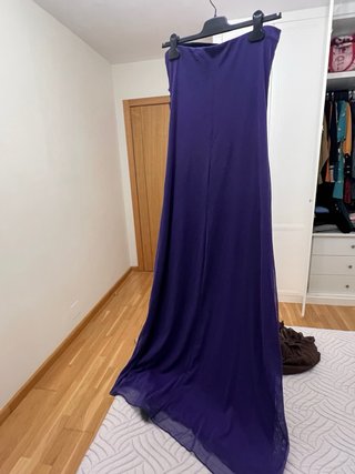 Vestido morado palabra de honor