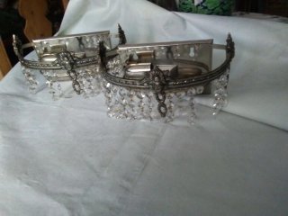 Pareja Apliques Pared Cristal Metal Plata