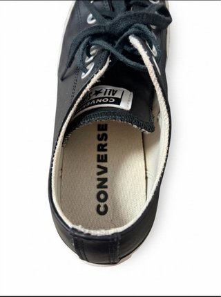 Converse plataforma negras bajas de cuero