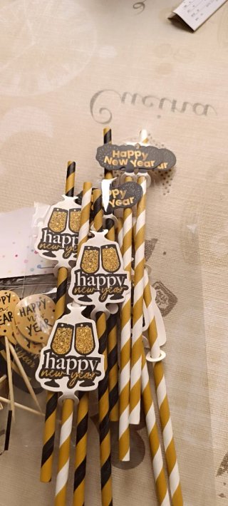 Pajitas Año Nuevo Copas Doradas