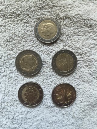 Lote 5 Monedas 2 Euros