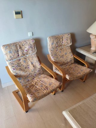 2 Sillones Ikea Pong Tela y Madera