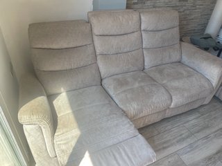 Sofá 3 plazas microfibra efecto piel beige