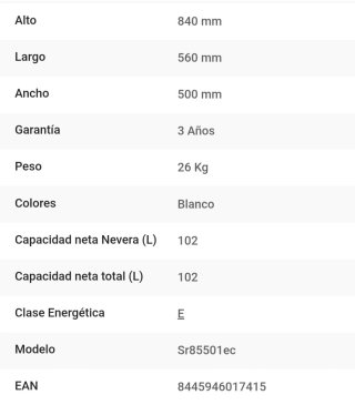 Nevera Svan blanca