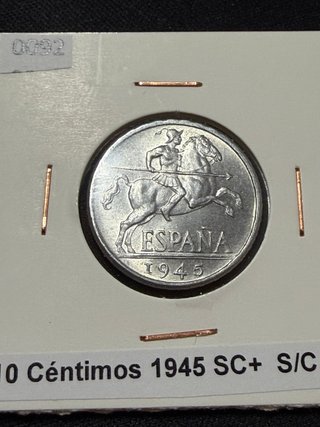 Diez 10 centimos 1945 Sin Circular EXTRAORDINARIA