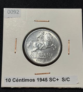 Diez 10 centimos 1945 Sin Circular EXTRAORDINARIA