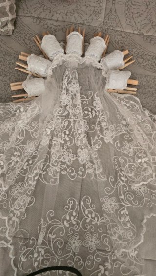 Mantilla y delantal novia Alicantina negro/blanca