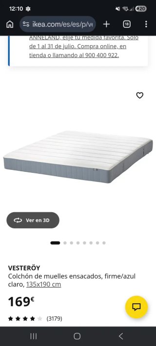 Colchón Vesteröy 135cm COMO NUEVO