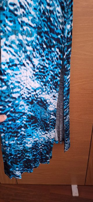 Vestido largo estampado azul y blanco
