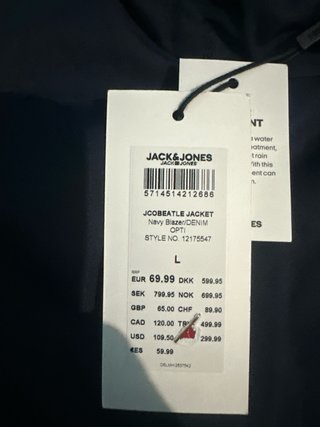 Abrigo Jack & Jones Talla L Azul/Gris