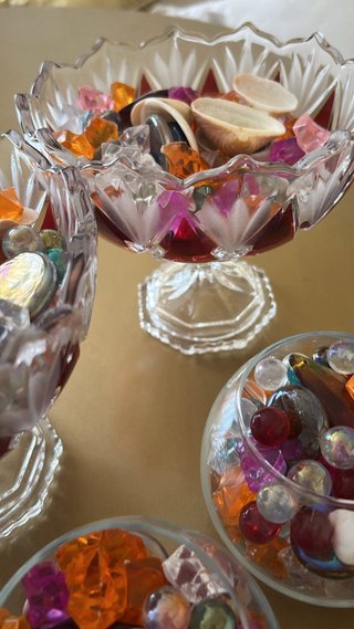 Lote jarrones y copas cristal decorativas
