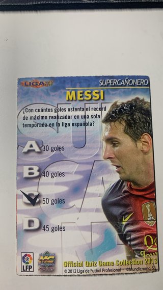 Carta Messi Supercañonero Liga BBVA 2013