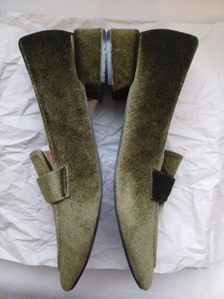 Mocassini in velluto verde oliva