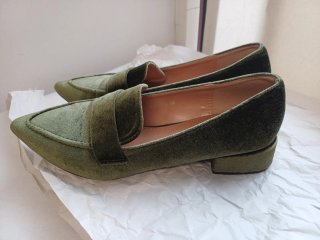 Mocassini in velluto verde oliva