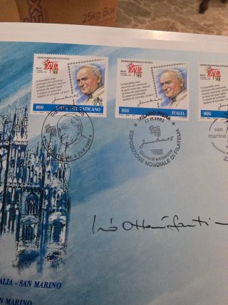 Cartella Filatelica Italia 98 Autografata Fantini