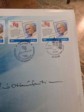 Cartella Filatelica Italia 98 Autografata Fantini