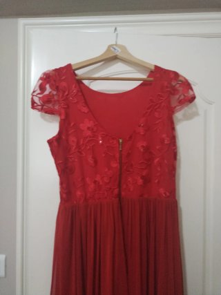 Vestido fiesta rojo largo