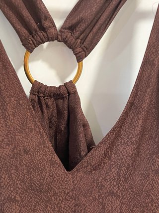 Vestido Twinset largo tirantes marron serpiente
