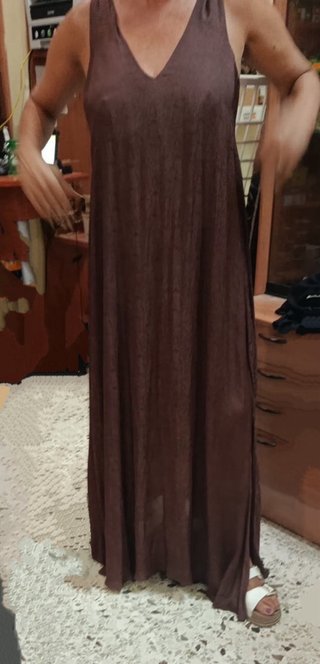 Vestido Twinset largo tirantes marron serpiente