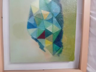 Pequeño óleo sobre lienzo  OJO,  salen girados