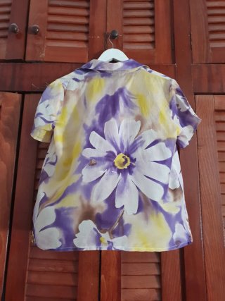 Blusa Punto Roma, floral de seda,  Talla L