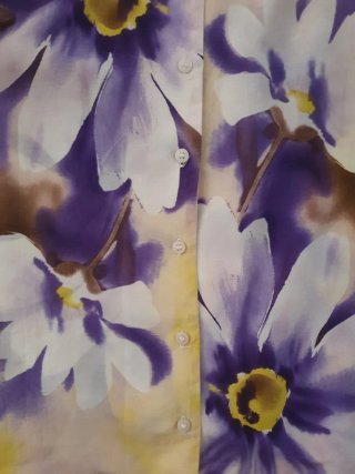 Blusa Punto Roma, floral de seda,  Talla L