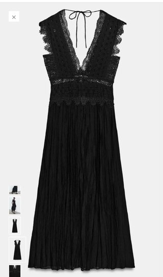 Vestido Zara encaje midi negro Talla L
