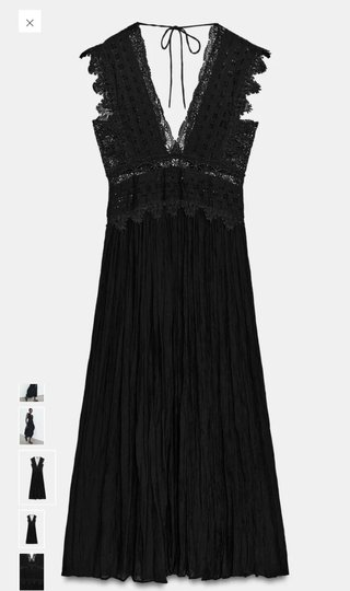 Vestido Zara encaje midi negro Talla L