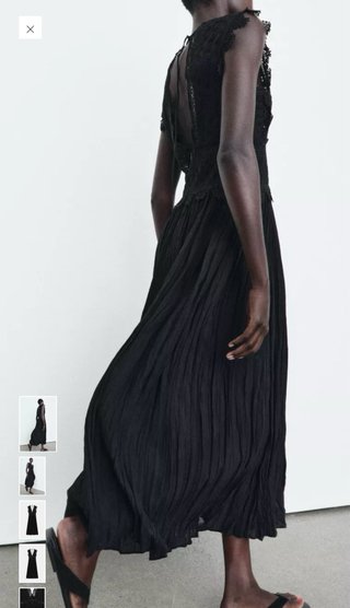 Vestido Zara encaje midi negro Talla L