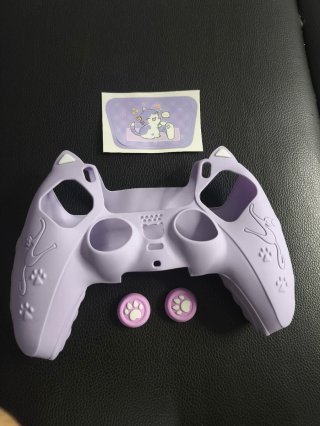 Funda Silicona Gato PS5 + Grips Huella