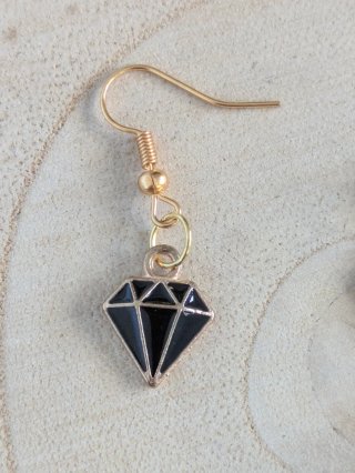 Pendientes Colgantes Diamante Negro Esmaltado